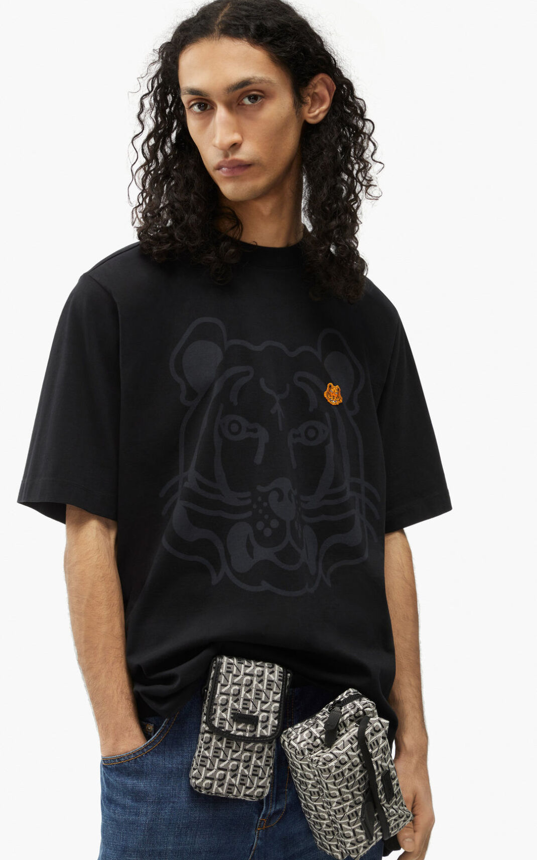 T Shirt Kenzo Homme K Tiger oversized Noir AVDNC-5710